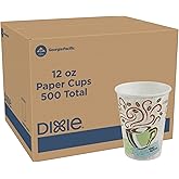 Dixie PerfecTouch 12 oz Paper Coffee Cups by GP PRO, Coffee Haze Design, 500 Count (25 Disposable Cups for each Sleeve, 20 Sleeves Per Case), 5342DX