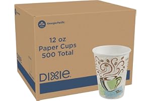GEORGIA-PACIFIC Dixie PerfecTouch 12 oz Paper Coffee Cups By GP PRO, Coffee Haze Design, 500 Count (25 Disposable Cups Per Sleeve, 20 Sleeves Per Case), 5342DX