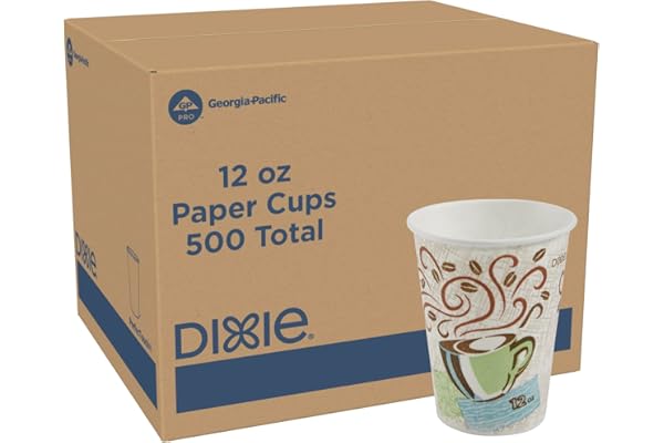 Dixie PerfecTouch 12 oz Paper Coffee Cups By GP PRO, Coffee Haze Design, 500 Count (25 Disposable Cups Per Sleeve, 20 Sleeves Per Case), 5342DX