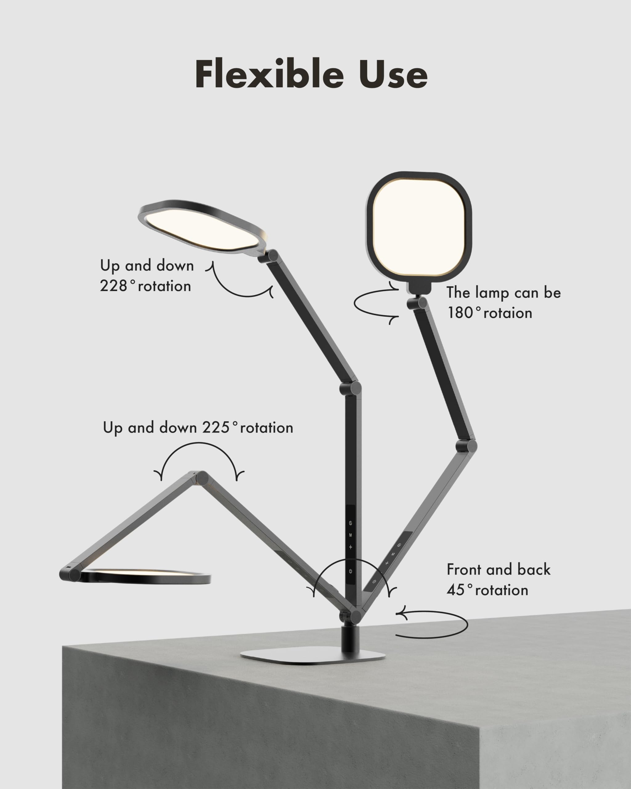 LitONES LED Desk Lamp for Home Office, 15W Computer Zoom Lighting with Swing Arm, Memory & Timer Function, Dimmable Desktop Ring Light for Video Calls, Conference, Reading, Streaming, Podcasting