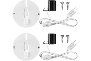 Meonum 2 Set Blow Mold Light Kit Replacement, E27 E26 Single Light Cord Kit with Switch Fuse Plug, for Indoor Outdoor Halloween Christmas Village House Craft Decorations and Salt Lamp