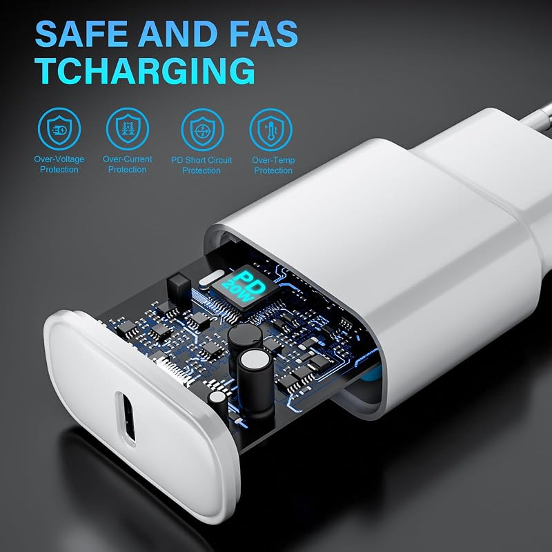Cargador Carga Rápida para iPhone 14 13 12 11 [Pro/Plus/Pro MAX] - 25W Cargador USB C y Cable Lightning de 1M — foto 7 de 7