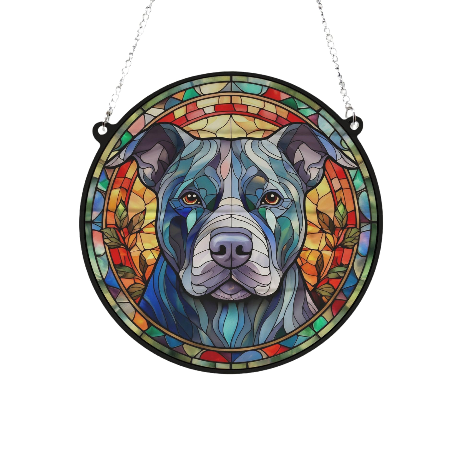 Stafforshire Bull Terrier Stained Glass Effect Suncatcher Gift for Dog Lovers - 19cm