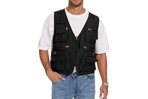 PEHMEA Men's Fishing Vest Utility Detachable Summer Vests with Pockets for Safari Travel Outdoor Work Photo Cargo Fly