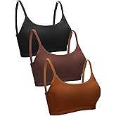 Blulu 3/6 Pieces Mini Camisole Bra Wireless Padded Bra Sport Cami Bralette with Adjustable Straps for Women Girls