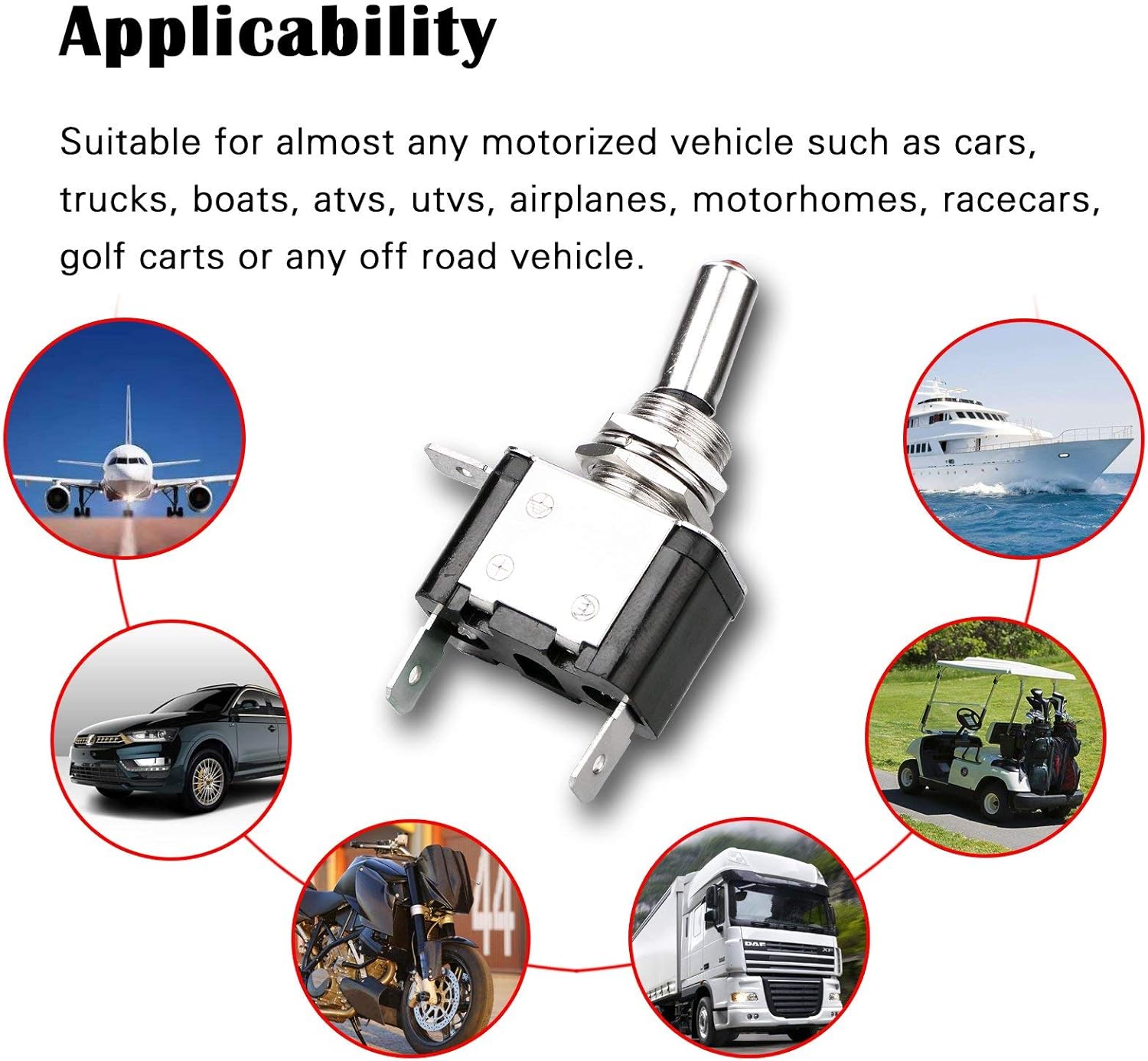 5pcs SPST LED Lighted Rocker Toggle Switch Linkstyle Marine Toggle Switch, On-Off LED Toggle Switch 12V 20A for Car RV Vehicles Truck Boat: Automotive