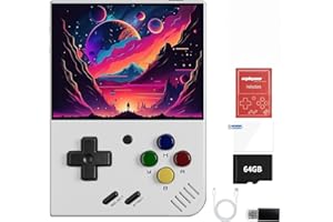 AMPOWN Miyoo Mini Plus,Handheld Retro Game Console 64GB,3.5-inch 640*480 IPS Screen 3000mAH Battery with Storage Case Casual Game Console Video Games Consoles(White)