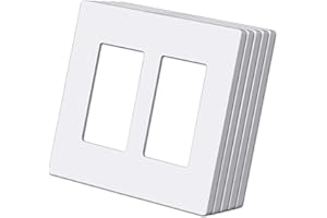 (5 Pack) BESTTEN USWP6 Matte Snow White Screwless Decorator Wall Plate, 2-Gang Outlet Cover, Decor Switch Face Plate, H4.69” x W4.73”