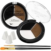Black White Metallic Brown Face Paint, Halloween Deer SFX Makeup Kit | Non Toxic Cream to Powder Foundation for Cat Lion Cheetah Leopard Cosplay Animal Theme Party, Body Paint with Sponge &amp; Brush