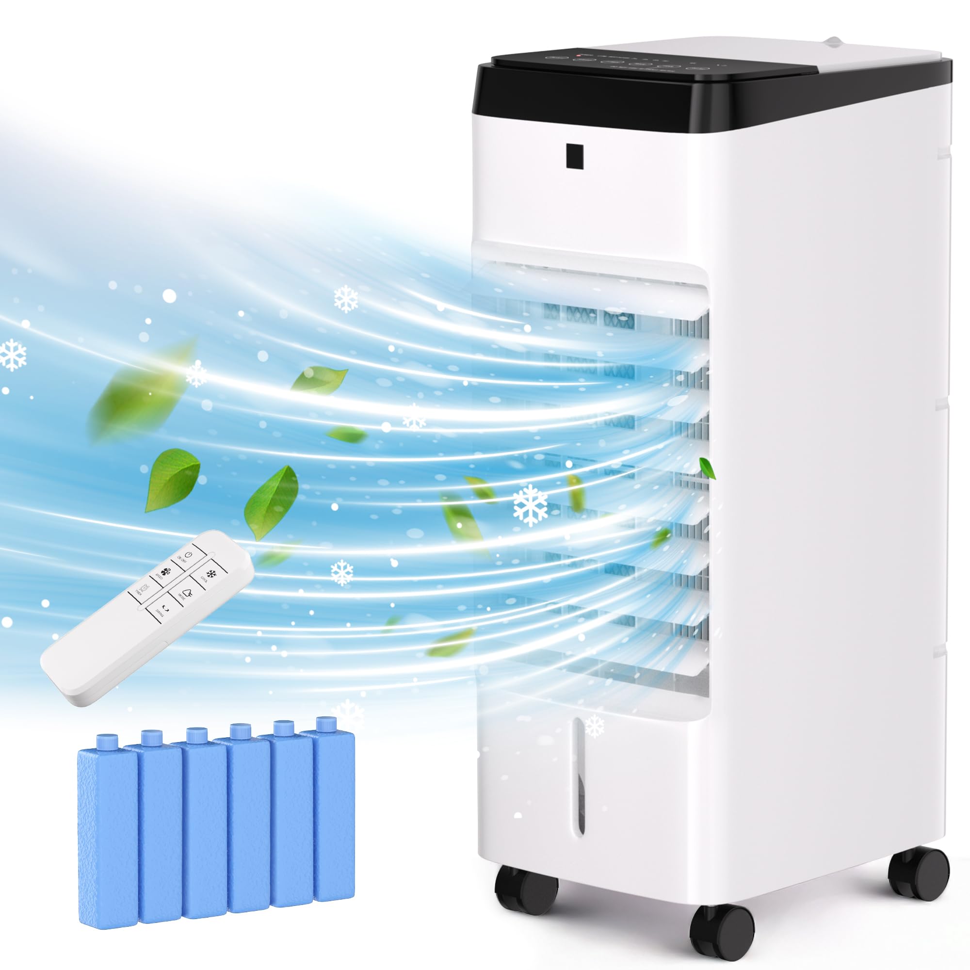 MEPTY Swamp Cooler, Windowless Portable Air Conditioners with 120°Oscillation, Evaporative Air Cooler with Remote,12H Timer, Air Cooler Fan with 3Modes&Speeds for Bedroom Indoor Room