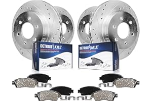 Detroit Axle - Brake Kit for Chevy GMC Silverado Sierra 1500 Yukon Tahoe Astro Drilled & Slotted Disc Brakes Rotors Ceramic Brake Pads Replacement : 12" inch Front Rotor and 12.78" inch Rear Rotor