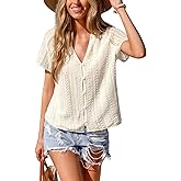 CUPSHE Womens Short Sleeve Henley Tops V Neck Dressy Casual Blouses Summer Trendy Tee Shirts 2026