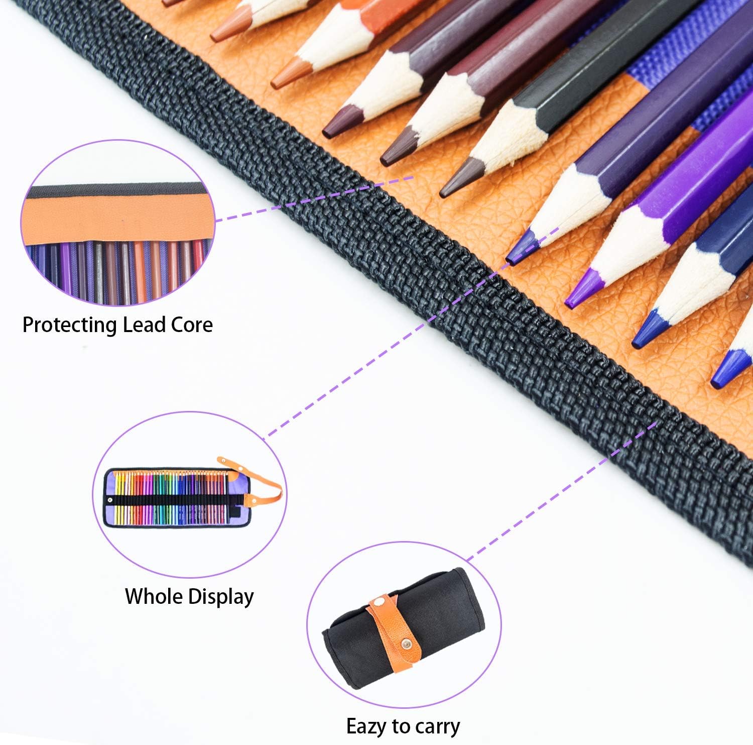Riyanon Colored Pencils for Kids, Color Pencils Kit, Colored Pencil Set of Drawing Kits with Portable Roll-Up Pouch Canvas Bag for Festival Gift (36 Colors): Office Products