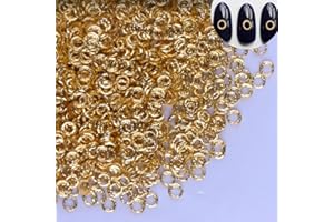AKOAK 100 Count/Pack 3D Glitter Charm Nail Art Decoration Studs Japanese Rivet Style Mini Gold Alloy Circle Design Nail Supplies