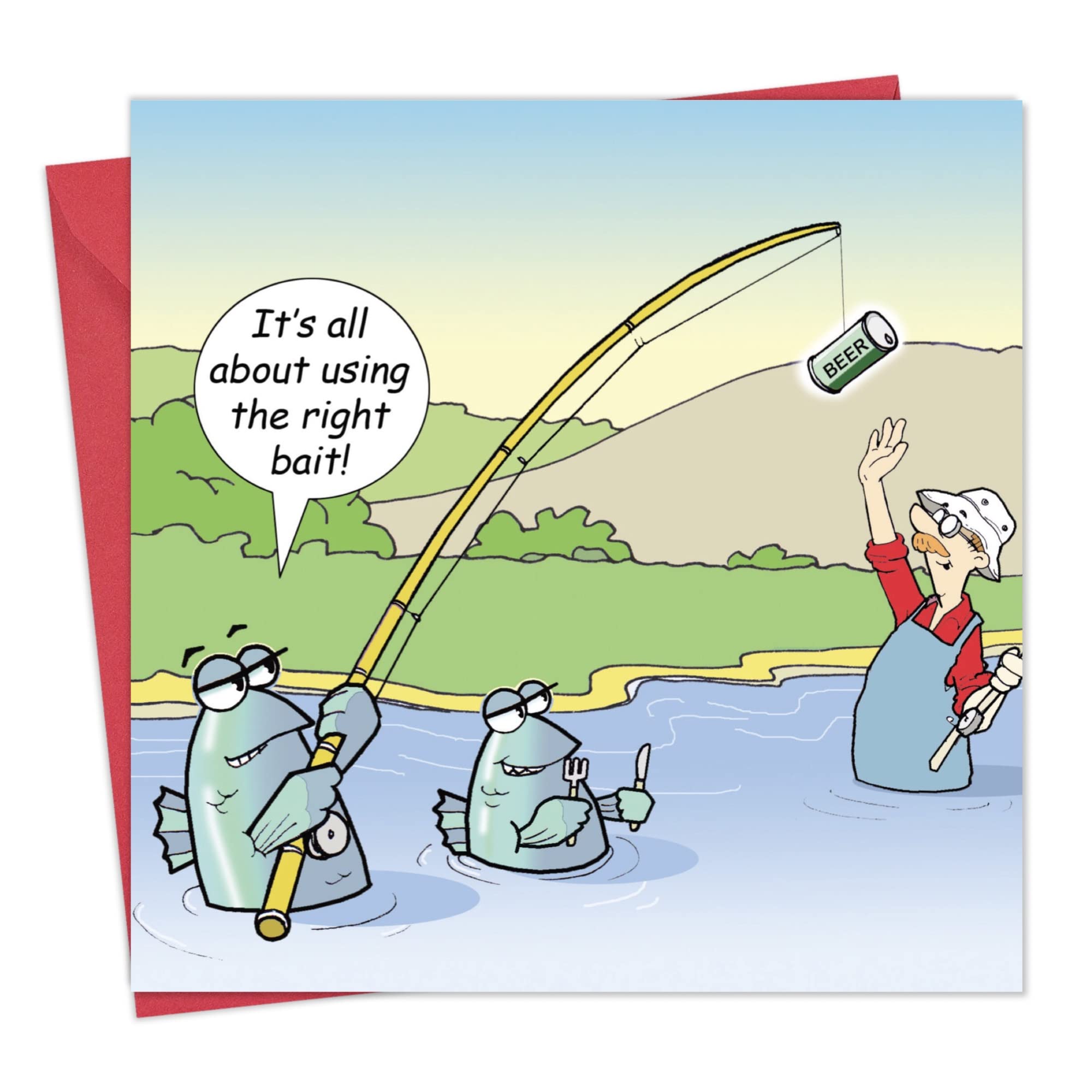 Twizler Funny Card for Him Fishing and Beer - Blank Inside - Humour Happy Birthday Card - Anniversary - Good Luck - Thank You - Congratulations - Retirement - Fathers Day