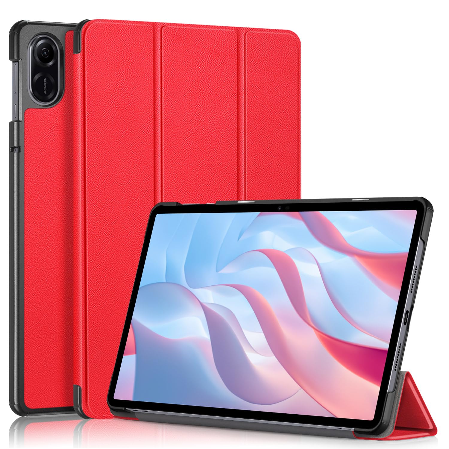QINOUK Case for Honor Pad X9, [Stand Feature] Ultra Thin Smart Cover with Auto Sleep Wake, PU and PC Anti-scratch Protective Case, for Honor Pad X9-Red