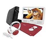 Sylvania SDVD9060-Combo-Red, 9-Inch Swivel Screen Portable DVD Player with Deluxe Bag and Matching Color Headphone (Red)