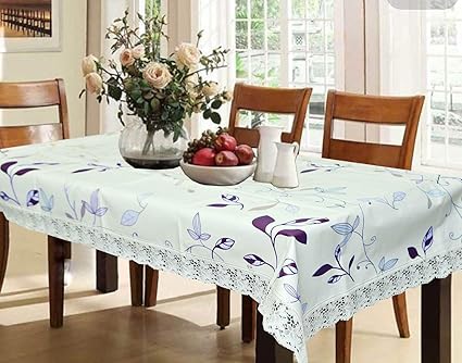 Kuber Industries PVC 6 Seater Dining Table Cover - White
