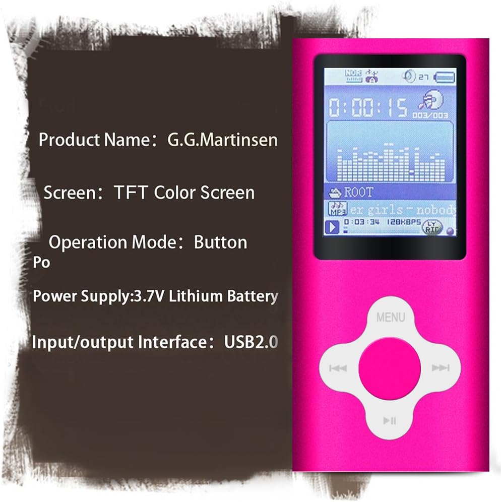 G.G.Martinsen 8GB Versatile MP3/MP4 Player with Photo Viewer, Mini USB Port Slim 1.78 LCD, Digital MP3 Player, MP4 Player, Video Player, Music Player, Media Player-Pink: Home Audio & Theater
