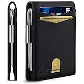 Zitahli Genuine Leather Wallet for Men 12 Card Slim Mens Wallets Bifold RFID Blocking with Money Clip & ID Window Thin Minimalist Card Holder Wallet with Gift Box