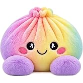 Plush Dumpling, Big Rainbow Squishes with Steamer, Plush Stuffed Dumpling, Christmas Stress Balls Plush Toys for Adults to Relieve Anxiety(1PCS