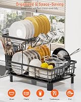 LIONONLY 2 Tier Dish Drainer Rack with Swivel Drainage Spout view 7