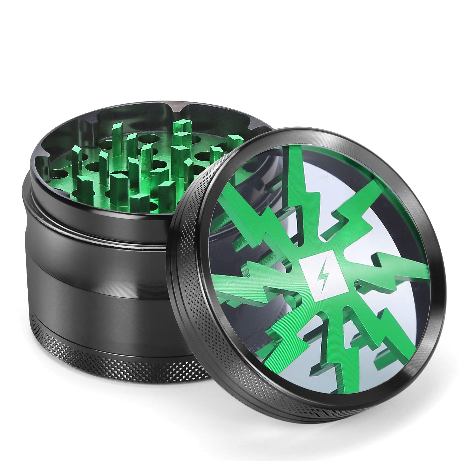 IDEWA Neue Design premium 63mm Pollen Grinder Crusher für Tabak,Spice,Kräuter,Gewürze,Herb,Kaffee 7-teiliges Set mit Pollen Scraper