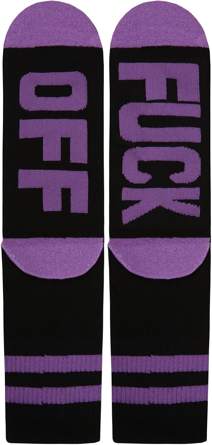 Women's Fuck Off Socks Funny Funky Fun Casual Novelty Crew Ribbed Gift Dress Tube Stocking