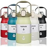 BJPKPK Insulated Water Bottles with Straw, 35 oz Stainless Steel Metal Water Bottle with One-handed Opening Lid, BPA Free Sport Jugs, Flasks for Men & Women, Light Green