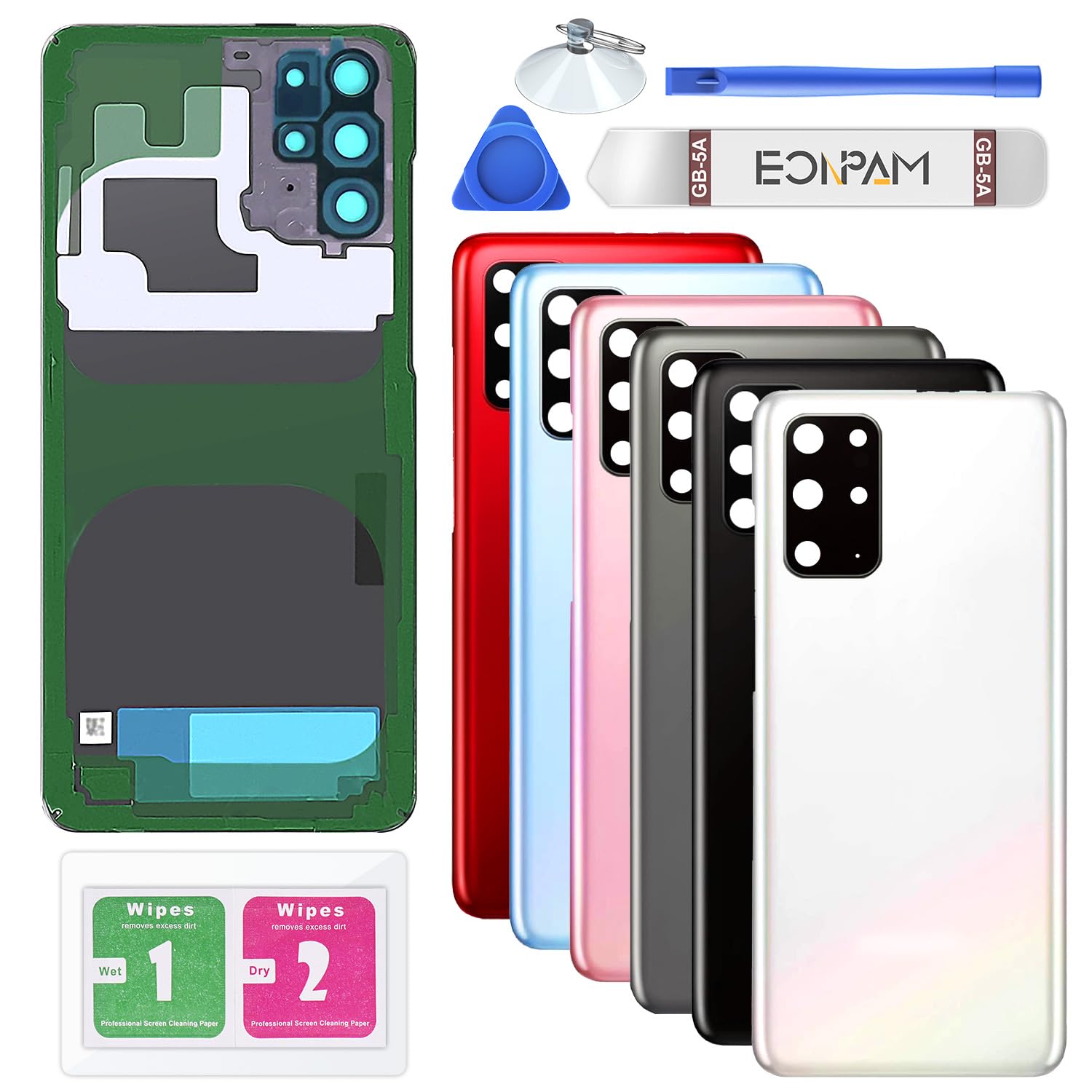 Eonpam Back Cover Glass for Samsung Galaxy S20+ Plus G985, G986 Rear Glass Replacement with Camera Lens + Repair Kit Genuine Rear Housing (Cloud White)