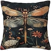 Ideeze William Morris Dragonfly Throw Pillow Covers Soft Decorative Blue and Green Throw Pillowcases Cushion Case Square for Home Decor Bed Couch Car Living Room 18x18 Inch