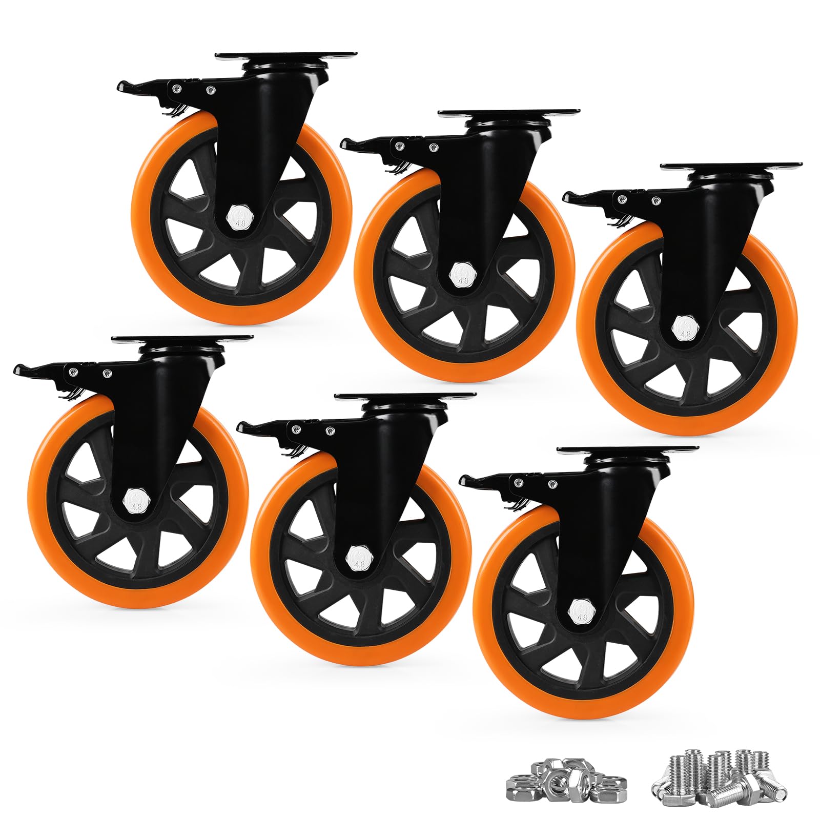 Caster Wheels, Heavy Duty 6 Inch Casters Set of