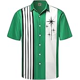 Hardaddy Men's Vintage Bowling Shirt Short Sleeve Button Down Hawaiian Summer Beach Printed Casual Shirts