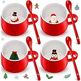 Uiifan 4 Pcs 3D Christmas Coffee Mugs 13.5 oz Hot Cocoa Mug Ceramic Snowman Santa Christmas Tree Penguin Inside Cup Cute Animal Figurine Mug Cartoon Bear cup for Women Men Office Gift(Classic Style)