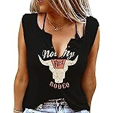 Not My First Rodeo Tank Women Rodeo Shirt Country Shirts Western T Shirt Sleeveless V Neck Ring Hole Cowboy Tank Tops