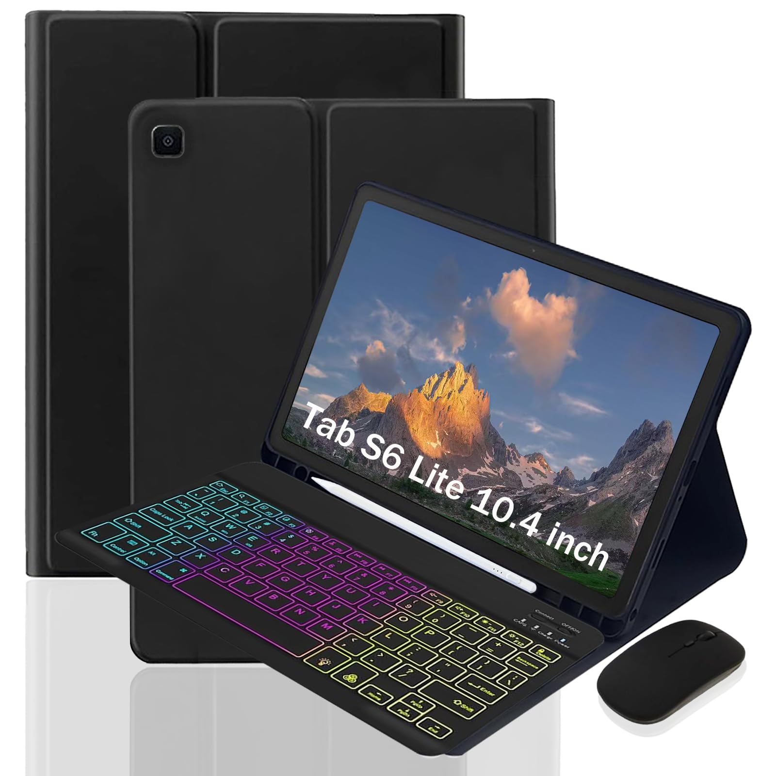 Photo 1 of Keyboard Case for Samsung Galaxy Tab S6 Lite 10.4-inch Ultra-Thin Protective Keyboard Case-3-Color Backlight, Detachable Keyboard with S Pen Holder and Mouse, Ideal for Travel and Mobile Office
