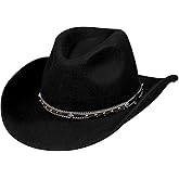 MIX BROWN Cowboy Hat Water-Resistant Felt Hats 100% Wool Wide Brim Western Panama Rancher Hat for Women Men