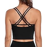 Windinny Women’s Longline Sports Bra with Built-in Bra, Double Strap Cross Back Workout Top, Medium Support Yoga Gym Tank Top