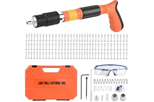 EXCECAR Concrete Nail Gun Kit with 110pcs Nails, 5 Speed Adjustable Manual Steel Nail Gun, Portable Nail Wall Shooting Machine Fastening Tool, Wall Anchor Wire Slotting Device Household Woodworking