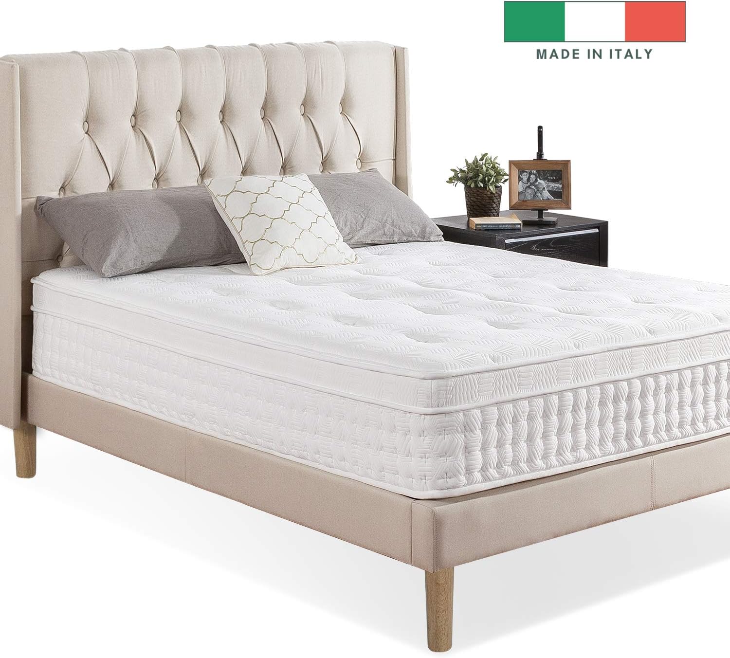 Zinus 13 Inch Euro Top Pocket Spring Hybrid Mattress/Pressure Relief/Pocket Innersprings for Motion Isolation/Bed-in-a-Box, King