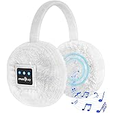 MUSICOZY Earmuffs Women's Winter Ear Warmers Muffs Soft 5.4 Bluetooth Muisc Earmuffs Covers for Jogging Skiing Skating Travelling Hiking Gifts_White