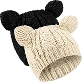 SATINIOR Cat Ear Beanie Hats Cute Cat Knitted Winter Knit Cable Hat for Women
