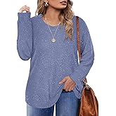 RITERA Plus Size Tops for Women Long Sleeve Sparkly Sweaters Knit Pullovers Crewneck Jumper Tops Tunic Shirts XL-5XL