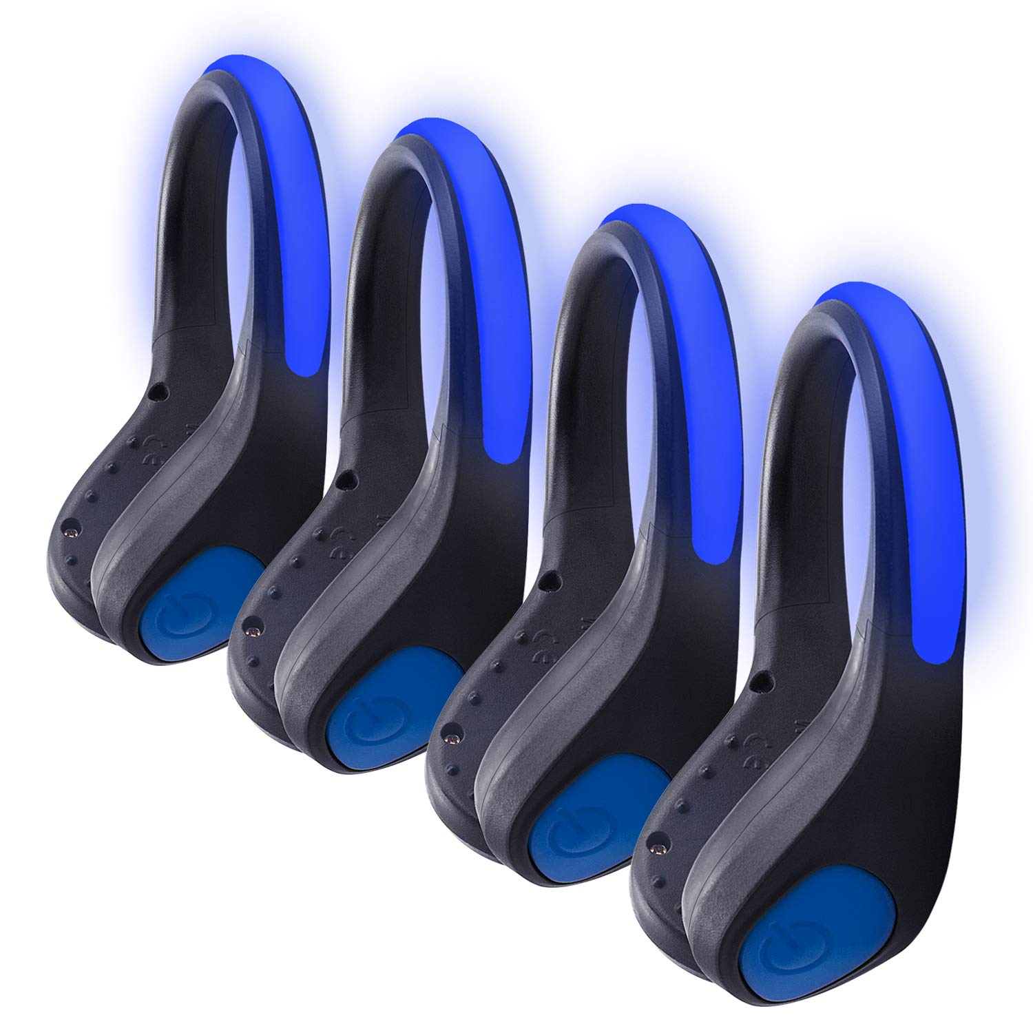 SAKUUMI LED Shoes Clip Lights, 4-Pack High Visibility LED Ankle Lights Safety LED Reflective Gear Clip Lights for Running, Jogging, Biking, Outdoor Exercise & Activities, Dog Walking at Night (Blue)