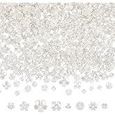 CRAFTYMELODY 640Pcs Flower Bead Cap 8 Style White Flower Bead End Cap Imitation Pearl Beads ABS Plastic Floral Spacer for Jewelry Making DIY Craft Bracelet Earring Necklace Accessory Supplier