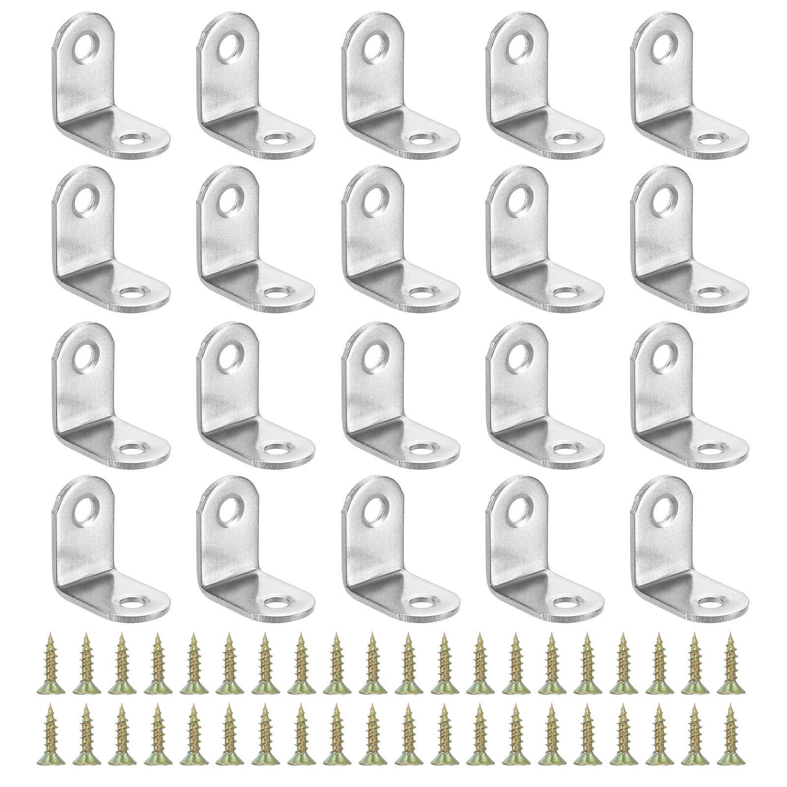 PATIKIL Stainless Steel Corner Braces 0.98 x 0.98 Inch,20 Pieces L Bracket Joint Right Angle Support Bracket L Shaped Corner Fasteners with Screws for Shelves, Silver — image 1