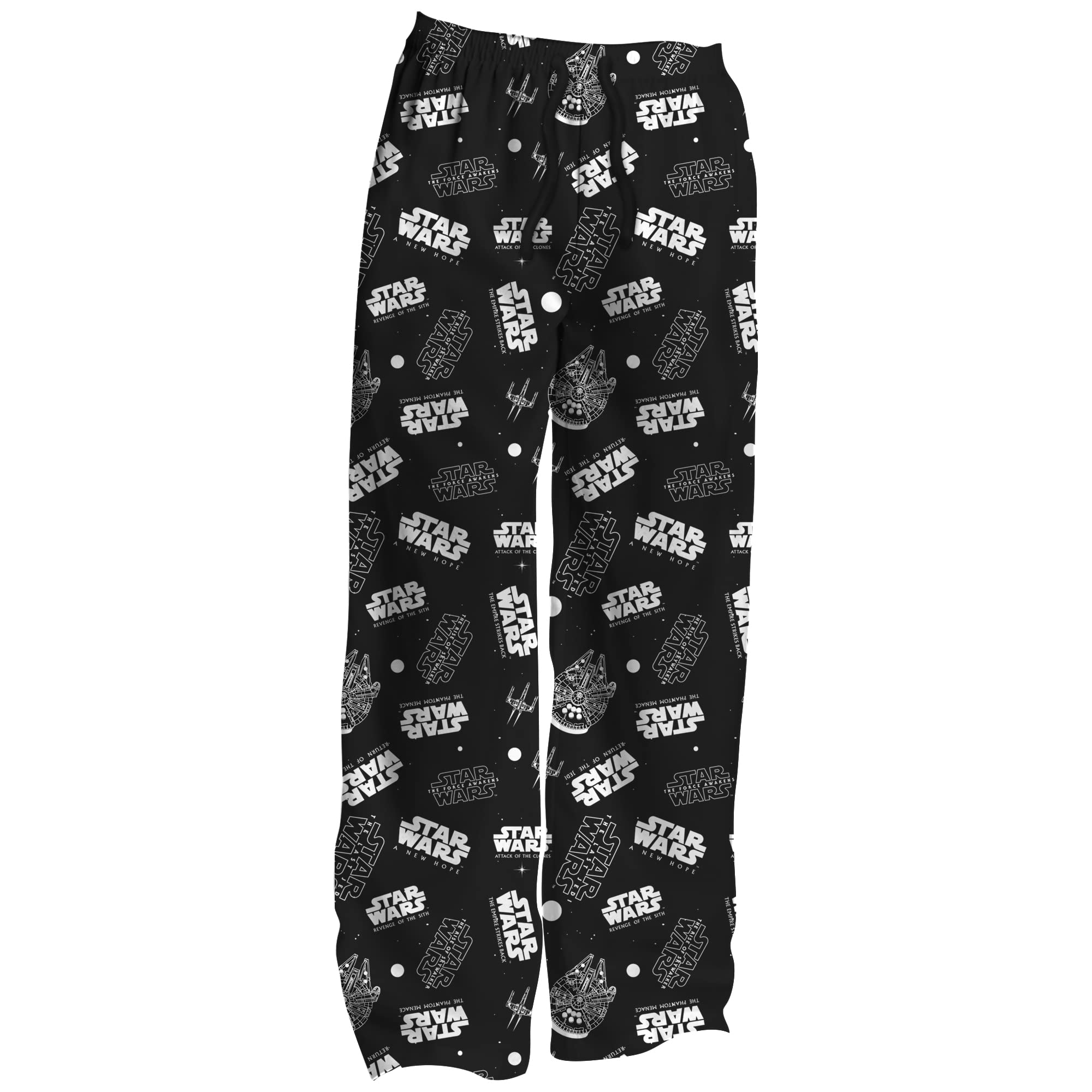 Photo 1 of Star Wars Logo and Ships Allover Print Pajama Sleep Pants Licensed (Black, Large)