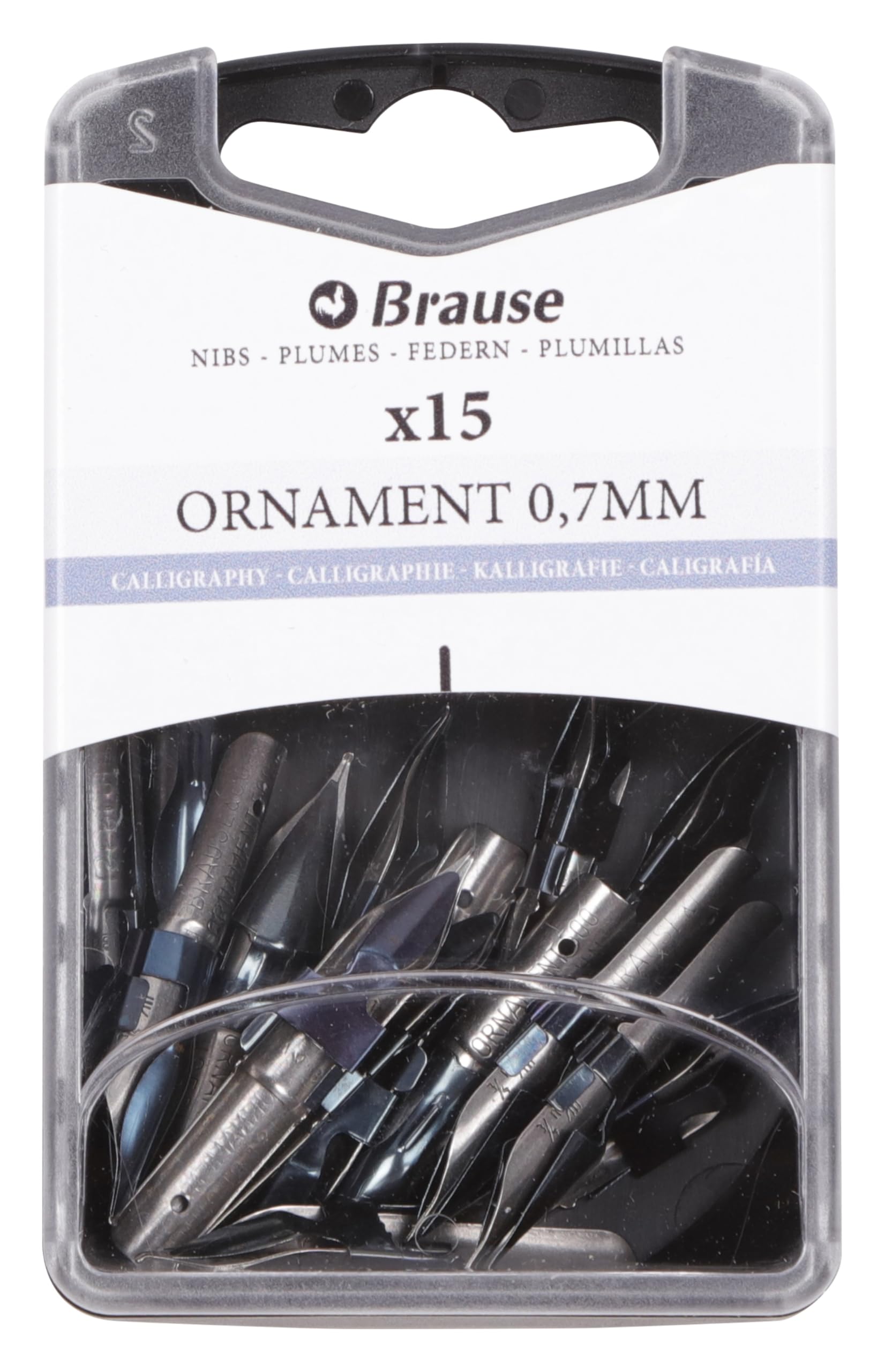 Brause 152007B - Lettering nibs for nib holders - Box of 15 Ornament 0.7mm nibs - Made in Germany - Lettering - Calligraphy - Writing - Arts and Crafts
