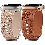 Flower Engraved Silicone Band Compatible with Apple