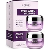 Collagen &amp; Hyaluronic Acid Face Moisturizer, Hydrating Day &amp;Night Cream Duo | Dermatologist Tested, Korean Skin Care - Vegan, Clean Beauty, Cruelty Free - Smoother &amp; Firm-Looking Skin - 1.69 Fl. Oz x2
